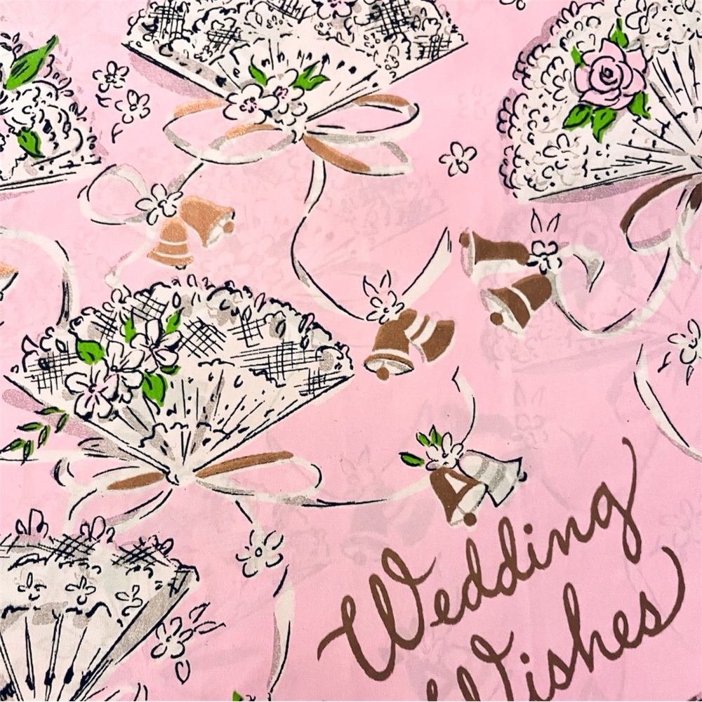 2 pkgs (4 sheets) ‘60’s VTG Wedding Gift Wrap Paper Pink Ben-Mont Bennington VT
